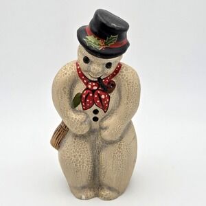 Vaillancourt Folk Art Snowman With Scarf And Pipe Figurine 1999‎ #610